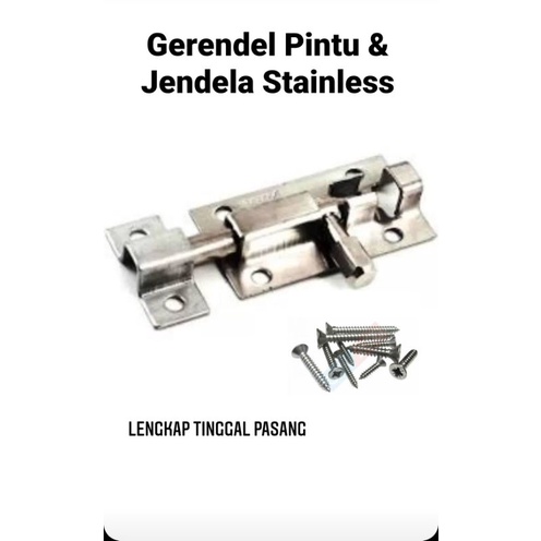 [COD] PROMO!!! Gerendel Pintu Stainless Tebal Selot Pintu Selot Jendela Kunci Pintu Gerendel Anti Maling