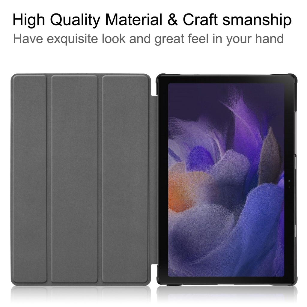 Untuk Samsung Galaxy Tab A8 10.5 (2021) SM-X200 SM-X205 X200 X205 Casing Perlindungan Fashion Warna Solid Tri-fold Flip Cover