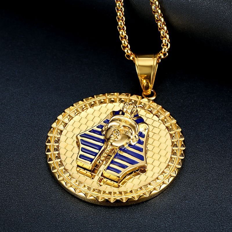 Kalung Liontin Topeng Tutankhamun Mesir Kuno Warna Emas Gaya Hip Hop Untuk Hadiah Pesta