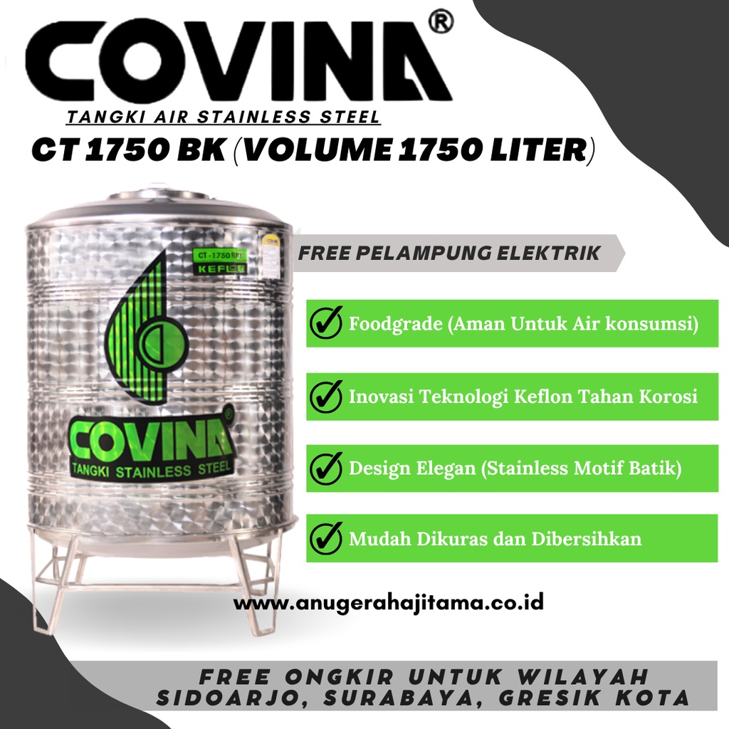 Tangki Air Covina CT 1750 BK / Harga Tandon Air Covina / Tangki Air Covina Surabaya / Harga Tandon A