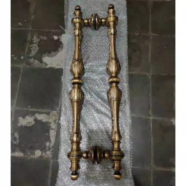 Handel Pintu Rumah Kuningan Mewah Baut Tembus Gagang Pintu Antik Panjang 64 Cm