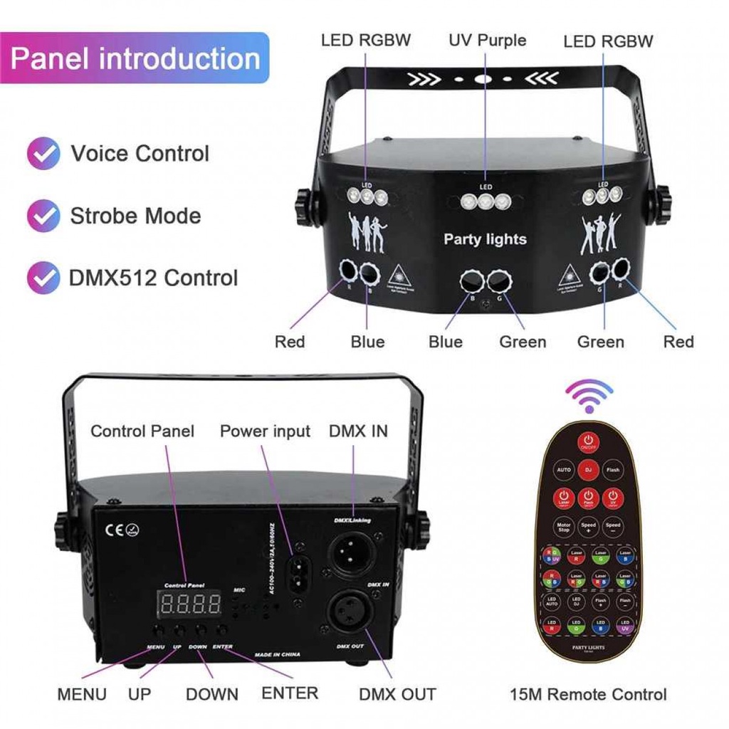 Lampu Sorot Laser Lighting Panggung Disco Beam RGB DMX Sensor Suara