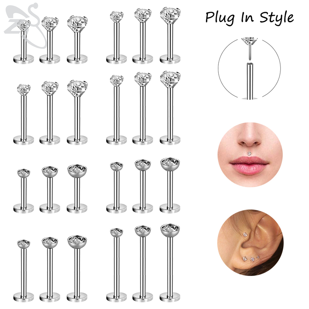 4pcs / Set Anting Tindik Bibir Tragus Helix Bahan Stainless Steel 16g