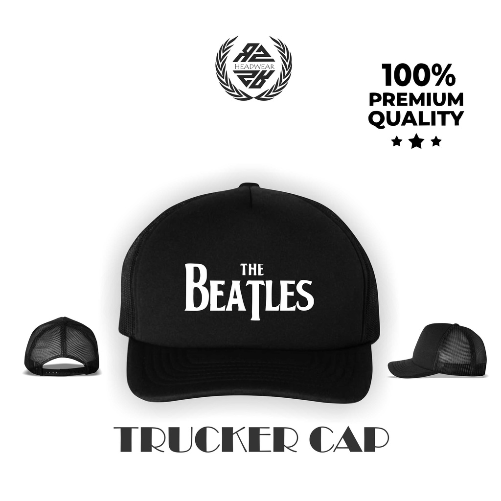 Topi Pria Jaring Trucker Hitam Original Custom Topi Trucker Motif Sablon The Beatless