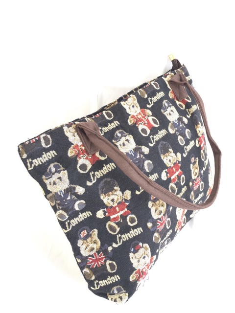 Tas tote bag kanvas wanita london bear import