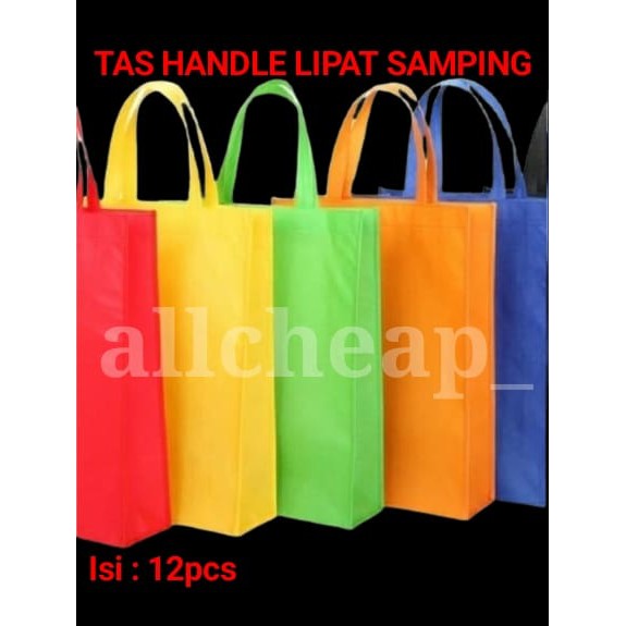 12pcs TAS KAIN HANDLE LIPAT SAMPING GASSET GOODIE BAG SPUNBOND 30x40