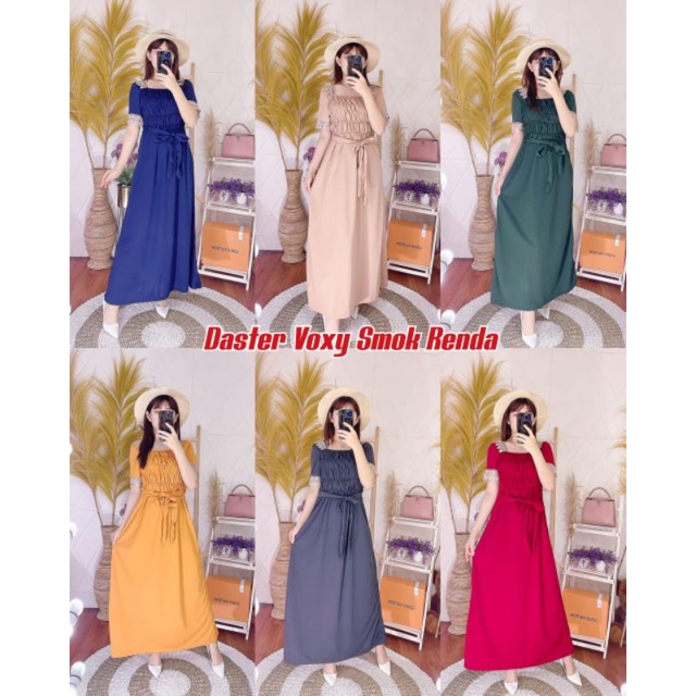 COD/ DRESS VOXY SMOKE PANJANG POLOS / LONG DRESS SMOK RENDA KEKINIAN | MODIS JAYA