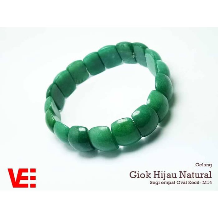 Jual Murah Vee Gelang Terapi Kesehatan Batu Giok Hijau Natural Segi 4 Oval Kecil