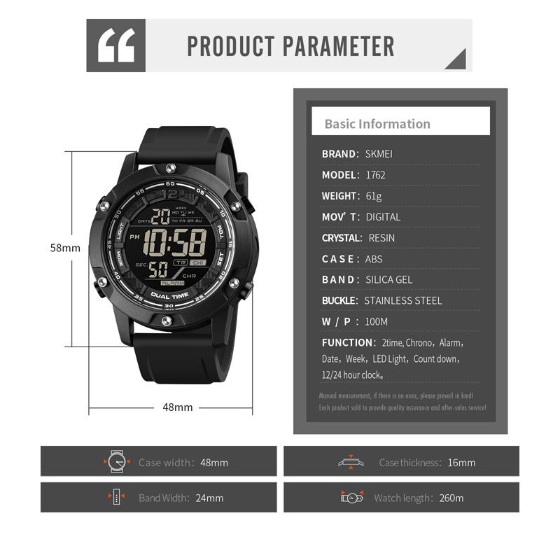 SKMEI 1762 Jam Tangan Pria Digital Anti Air 10 Bar WATCHKITE WKOS
