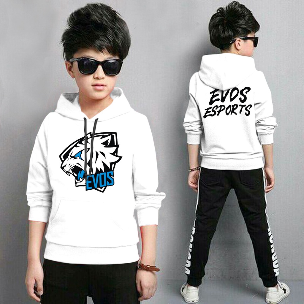 Jaket Anak Laki Laki/Jaket Anak Terbaru/Hoodie Anak Evos Esport Anak Gaming Bahan Fleece Tebal 4-11 TAHUN