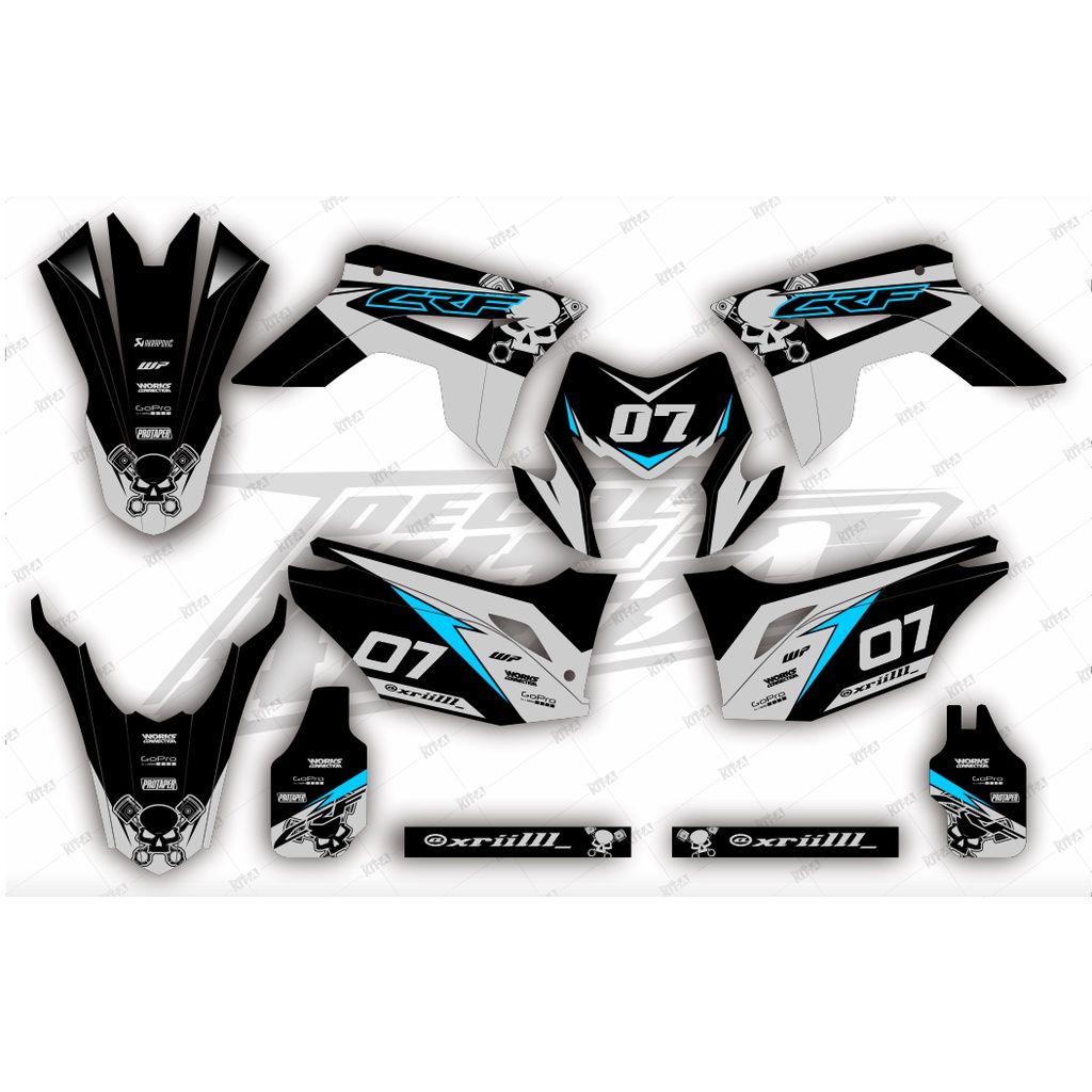 decal stiker crf 150l hitam silver supermoto