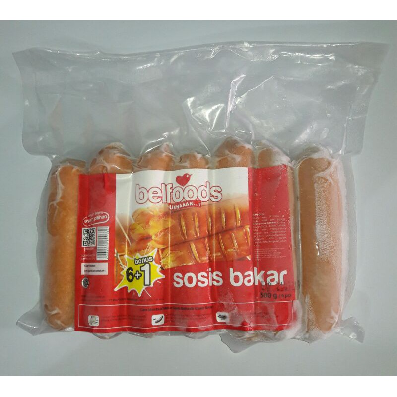 

Sosis Bakar Ayam Jumbo Belfoods 500 gram isi 6 pcs bonus 1 pcs