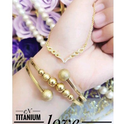 Titanium Set Perhiasan Wanita Gold Boba 169220