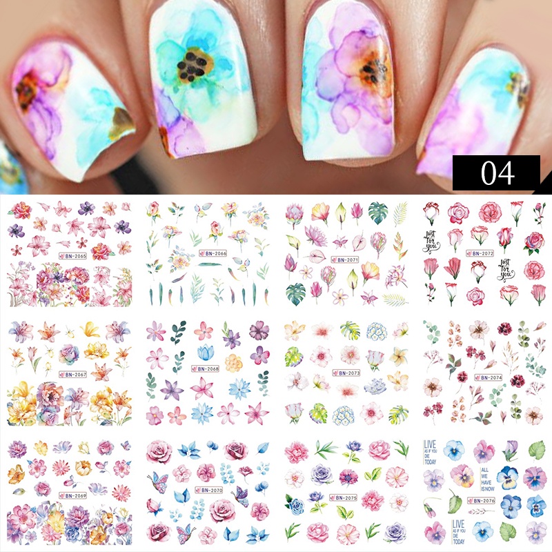 Harunouta Stiker Decal Motif Geometri / Daun / Bunga / Geometri Untuk Dekorasi Nail Art / Manicure DIY