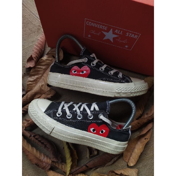 sepatu Converse low cdg play black white second Preloved original