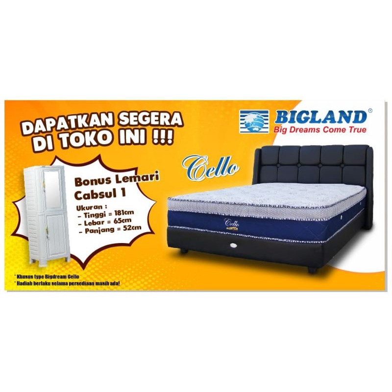 BIGLAND SPRINGBED SET DIVAN+SANDARAN CELO 180X200 (FREE LEMARI CABSUL SULTAN)
