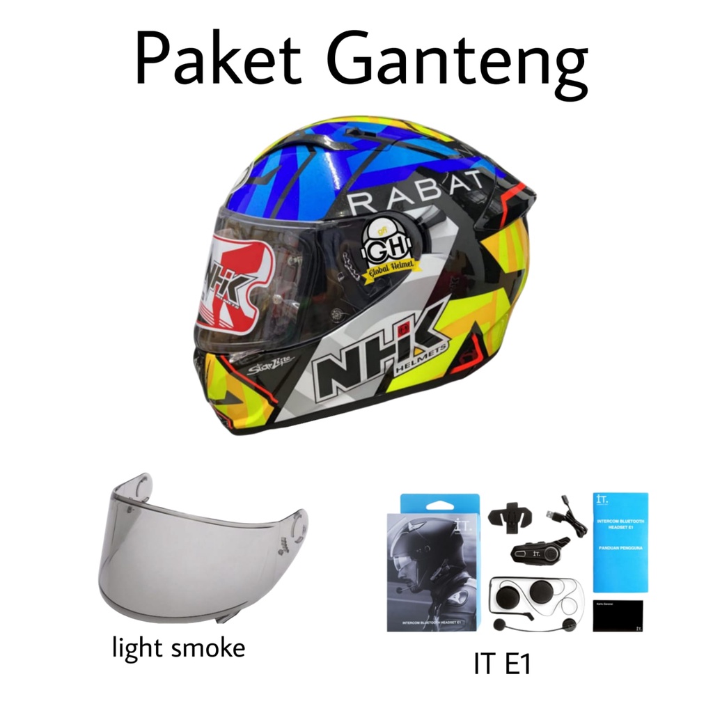 PAKET GANTENG HELM NHK FULL FACE NHK GP PRIME MOTIF TITO RABAT BLACK GLITTER