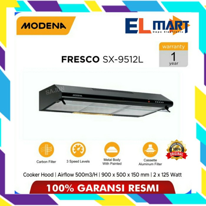 Modena Cooker Hood 90cm SX 9512L 9512 SX9512L Slim Hood Penghisap Asap