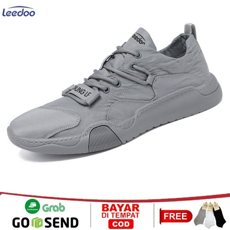 Leedoo Sepatu Sneakers Tali Casual Fashion Pria Kerja Sport Running Shoes
