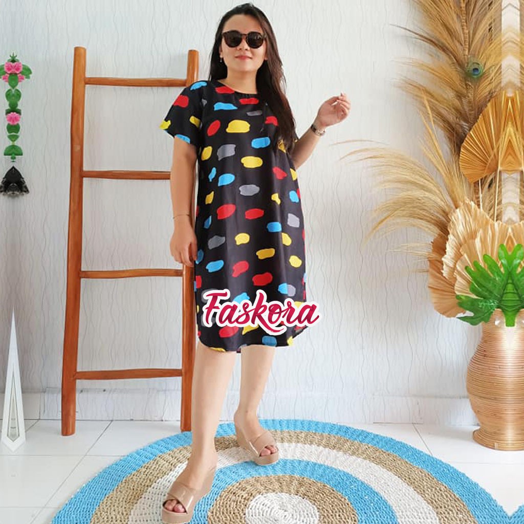 Baju Daster Kekinian Jumbo Murah Lukis / Baju Tidur Wanita Dewasa Jumbo Terbaru / Daster XXL Jumbo