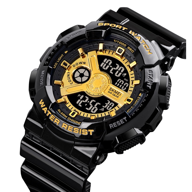 Jam Tangan SKMEI 1828 Fashion Digital Watch Men Shockproof Waterproof Dual Wristwatches LED Chrono