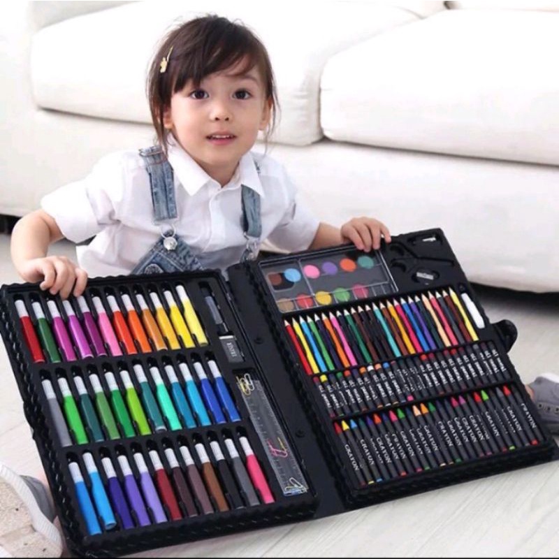 

alat tulis warna 150pcs/ set alat warna crayon,pensil,cat air/ alat warna 150pcs