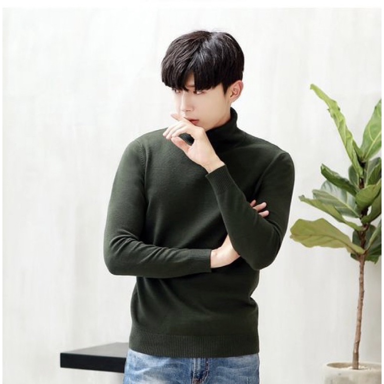 Sweater Turtleneck Pria Rajut  Halterneck Sweater Pria