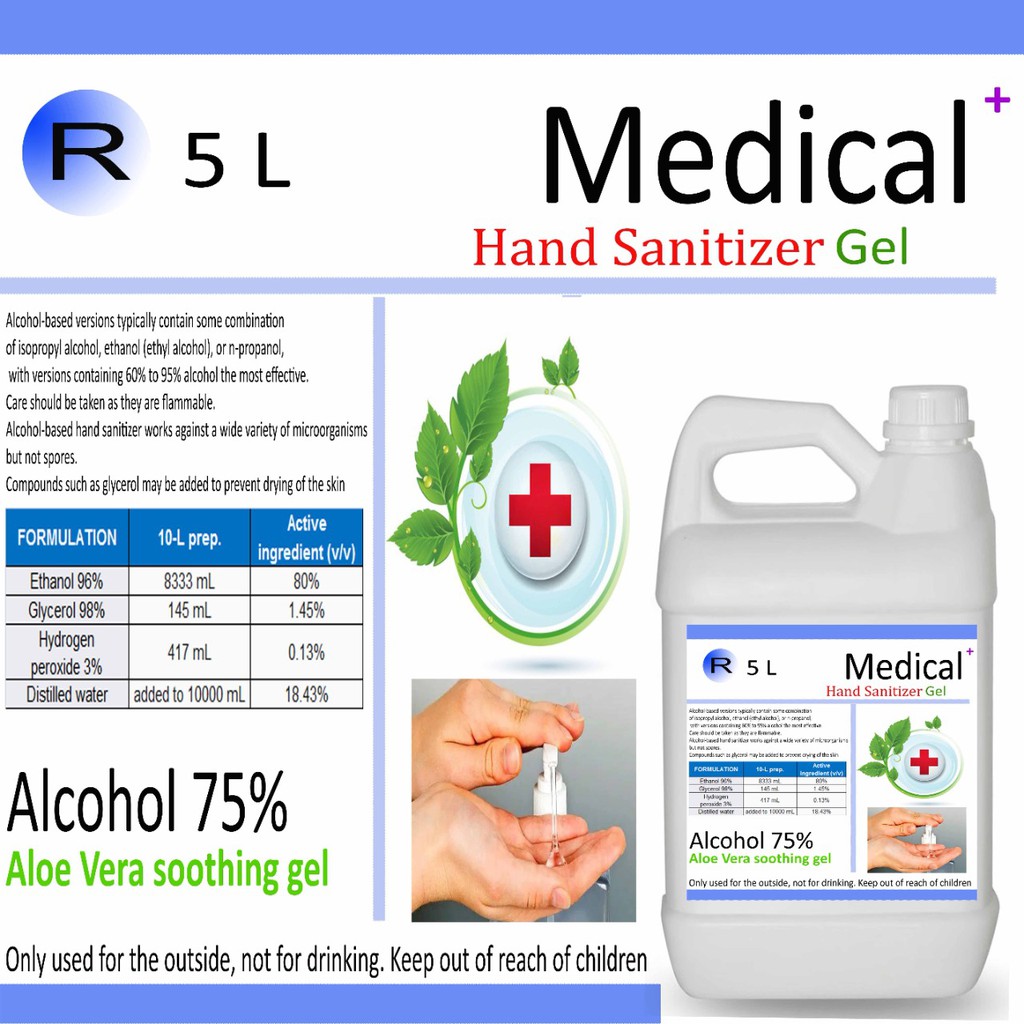 Hand Sanitizer 5 Liter Cair non Gel Medical plus antiseptik alkohol 75% tidak lengket di tangan