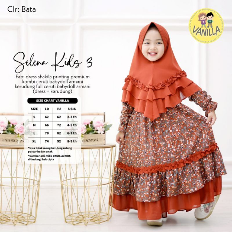 selena kids set dress hijab shakila premium ORI berlabel Vanilla