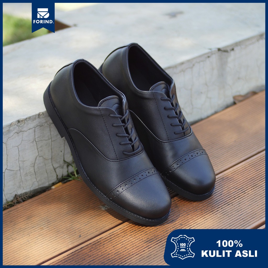 Amedeo Black | Sepatu Kulit Asli Formal Vintage Klasik Pria Cowo Men Oxford Footwear | FORIND Greata