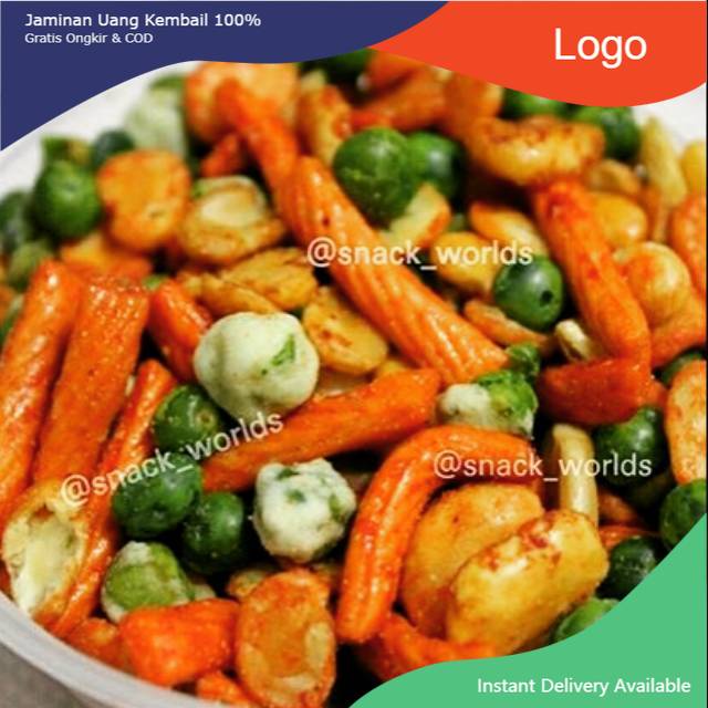 

Makanan Ringan Snacks 1Kg Kacang Mix- kacang kangoro 5 (lima) macam rasa Terima kasih