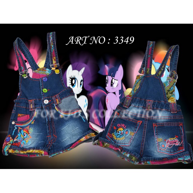 Overall Celana Pendek Denim Bordir Anak Perempuan Modis Nyaman