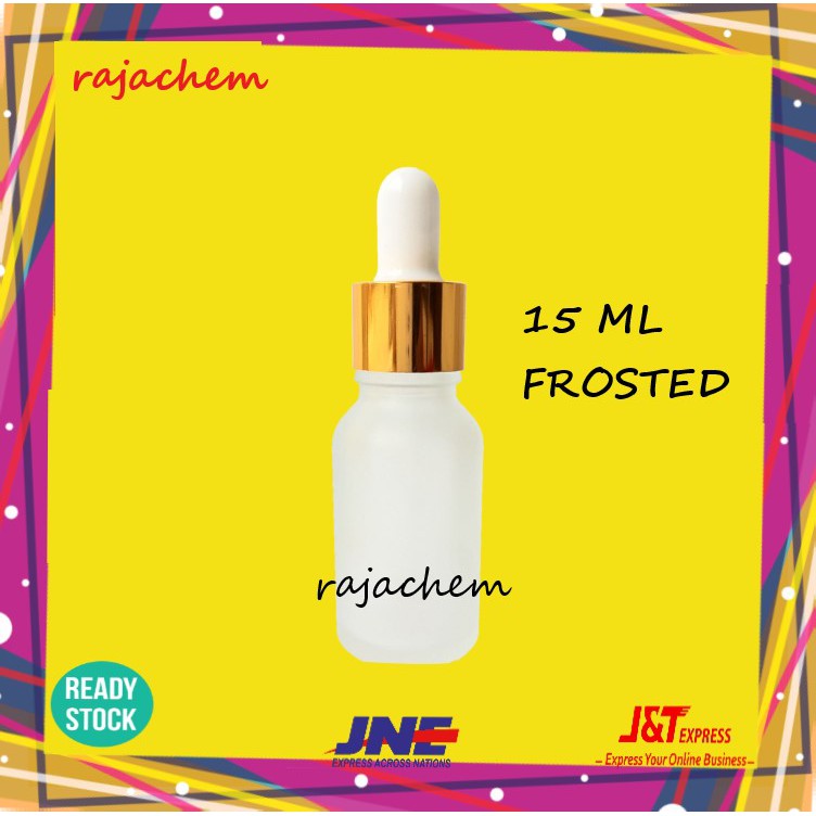 Botol Pipet Kaca Frosted 15 ML Ring Gold Putih