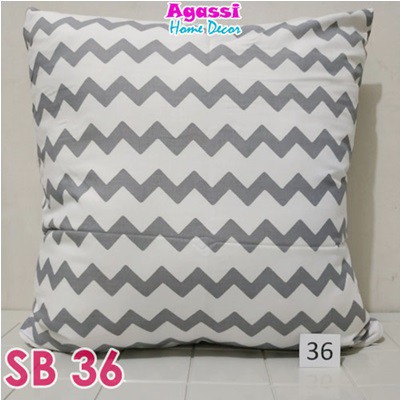 AGASSI Sarung  Bantal  Sofa Kursi  Zigzag  Abu abu ukuran 