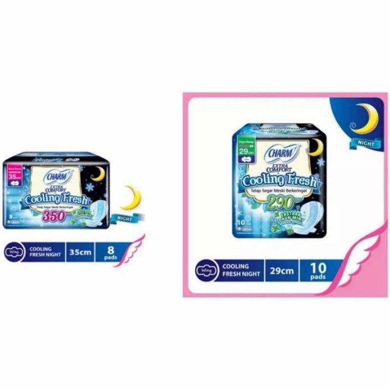 CHARM Cooling Fresh Night Wing Pembalut &amp; Pantyliner