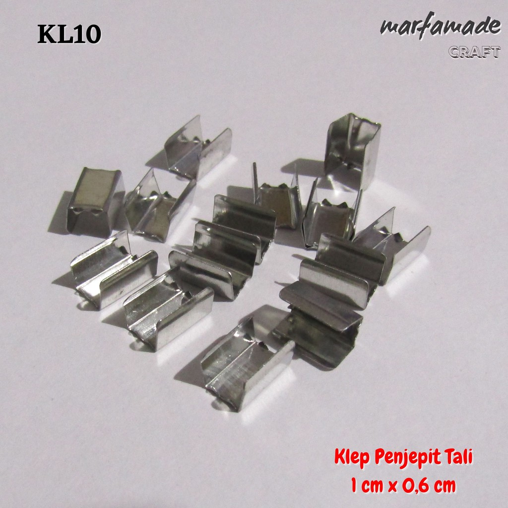 10pcs Klep penjepit Tali 1 cm x 0,6 cm | Klep Besi untuk tali ukuran 3mm-5mm