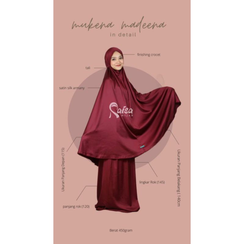 RB MUKENA Travel SATIN SILK PREMIUM POLOS BAHAN SILKY MADEENA