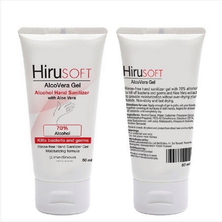 PERA632 HIRUSOFT HAND SANITIZER ALCOVERA GEL 50ML