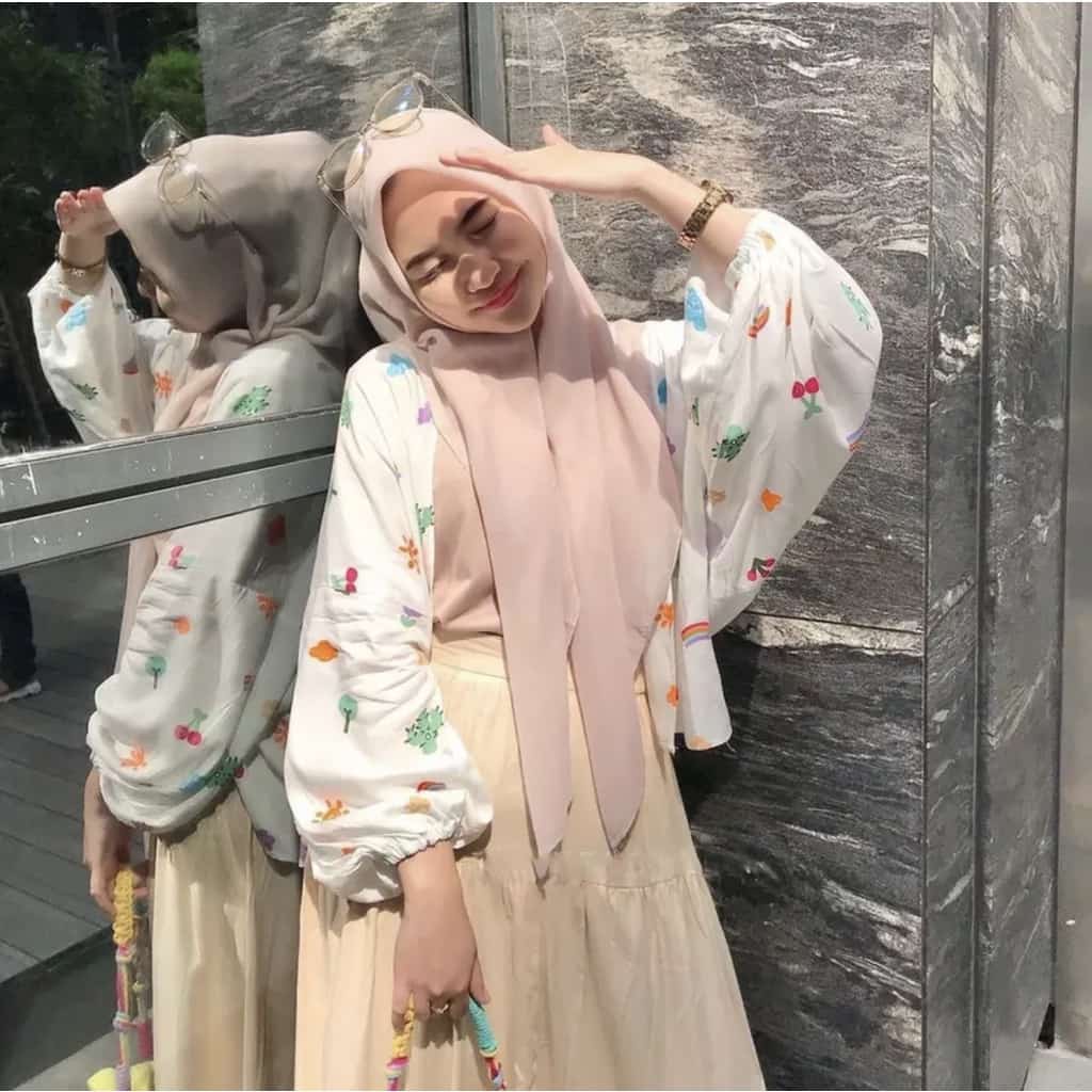 𝐊𝐈𝐑𝐀𝐍𝐈 Kiyowo Outer Kardigan Wanita Jumbo Lengan Balon Korean Look Rayon Premium