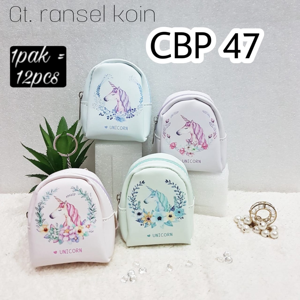 dompet koin ransel tas mini gantungan kunci CBP47 unicorn