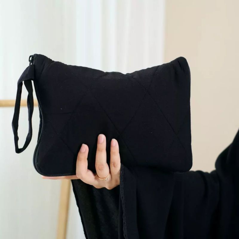 MUKENA RAYON ORI ZLATRA POLOS HITAM FOR UMROH & HAJI