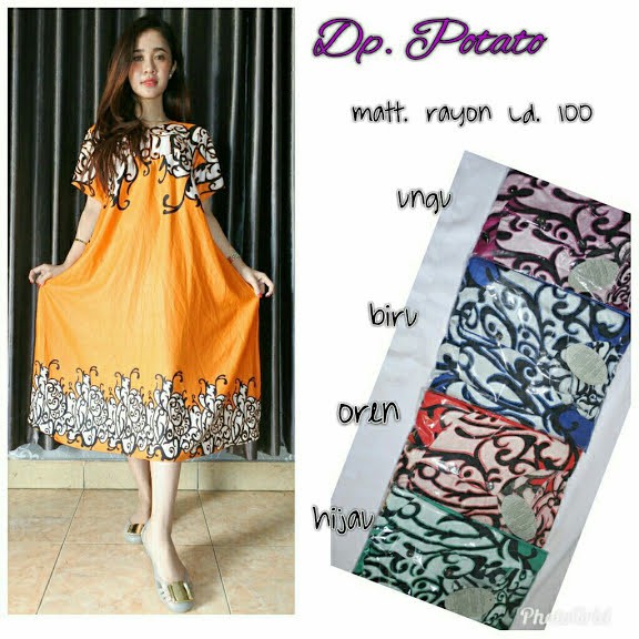 Daster potato murah pakaian grosir fashion wanita batam tanah abang maxi dress longdress import