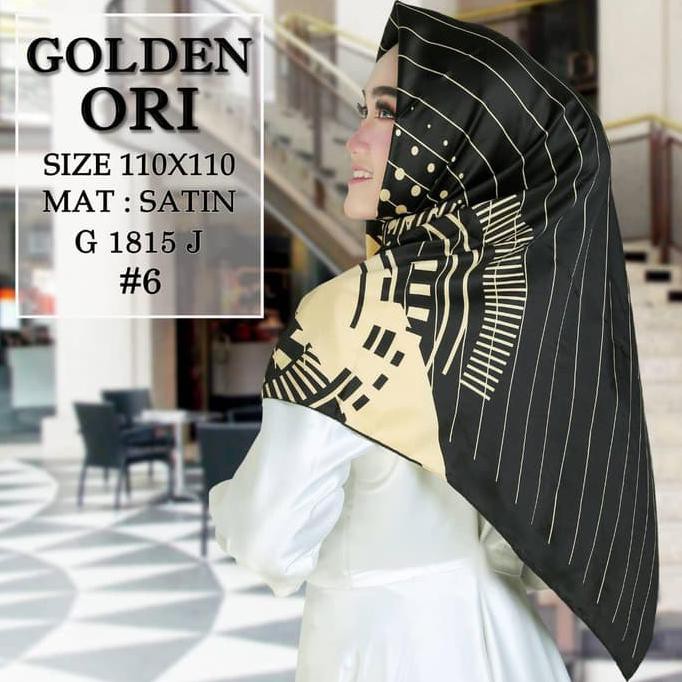 Jilbab Segi Empat Satin Black By Golden Ori / Jilbab golden ori - D 6