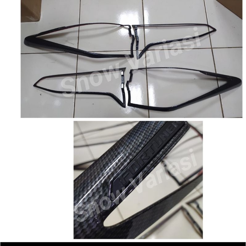 Garnish lampu belakang tail lamp carbon glossy fortuner  facelift 2021 UP