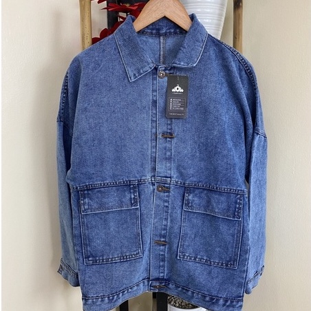 WOW - FLO NAMIRA JAKET JEANS OVERSIZE JUMBO WANITA-SNOW BLUE