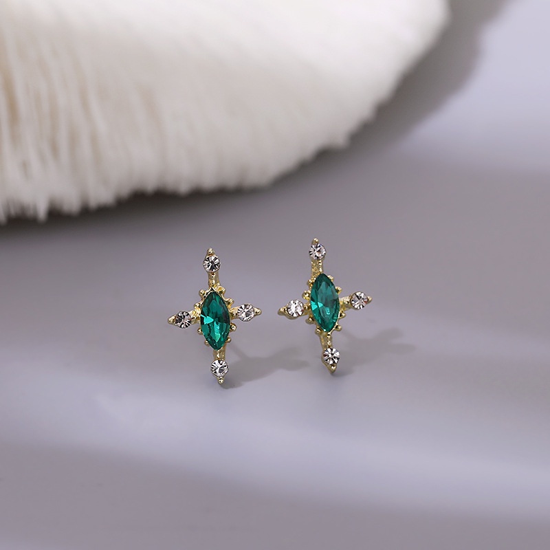 Anting-anting gaya Korea retro Hong Kong-kata rak emerald anting-anting musim gugur baru sederhana g