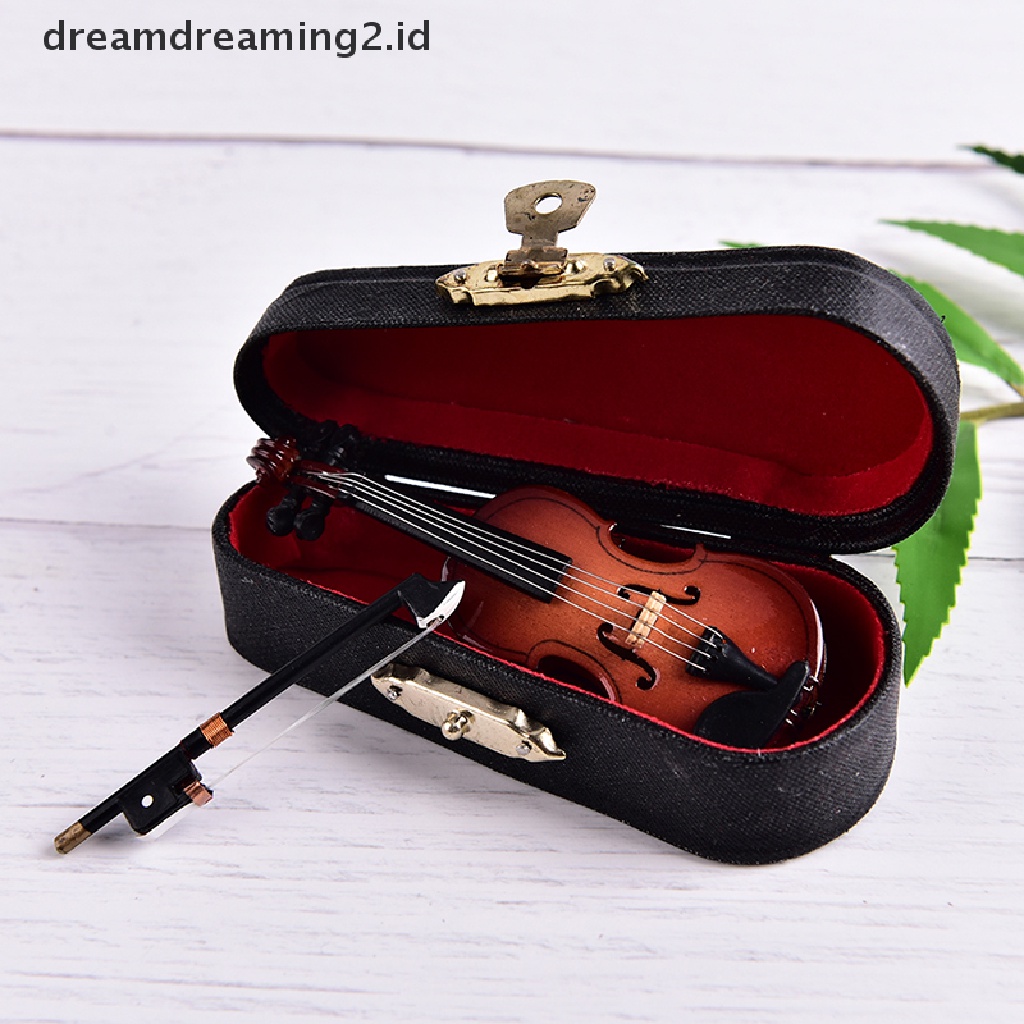 Miniatur Instrumen Musik Biola Mini Bahan Kayu Dengan Case