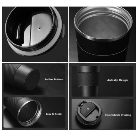 TUMBLER KOPI RUBBER GRIP STAINLESS STEEL 510ML