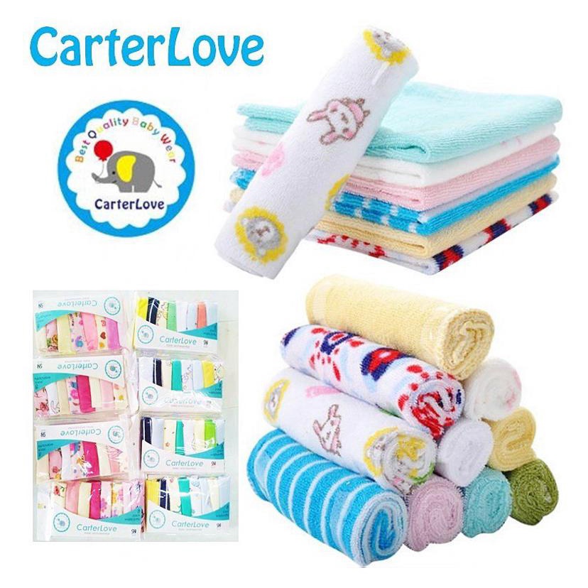 Carter Love Sapu Tangan Bayi/Washlap Bayi  / Lap Mandi Bayi Isi 8 pcs Motif Campur