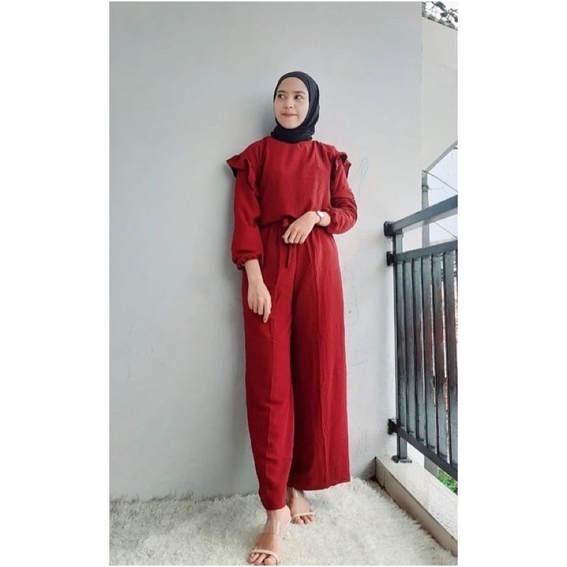 ONE SET RAYON PREMIUM / SETELAN RAYON DAILY ONE SET BAJU SETELAN WANITA-RUBY ONESET MARUN